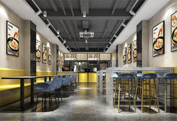 廣西特色粉店設計裝修，濃烈色彩成為“店群里最靚的仔”！